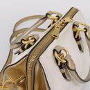 Miu Miu Madras Hand Bag Leather 2way Gold Auth 207611A-6