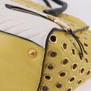 Miu Miu Biker Hand Bag Leather 2way Yellow Gold Auth 207612A-11