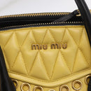 Miu Miu Biker Hand Bag Leather 2way Yellow Gold Auth 207612A-15