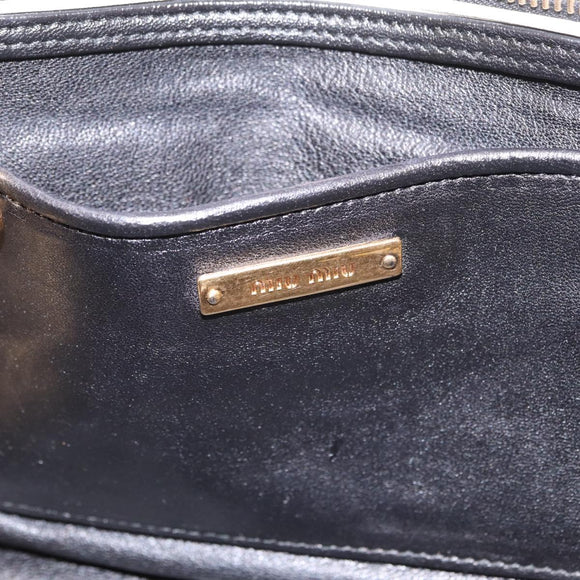 Miu Miu Biker Hand Bag Leather 2way Yellow Gold Auth 207612A