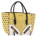 Miu Miu Biker Hand Bag Leather 2way Yellow Gold Auth 207612A-1