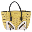 Miu Miu Biker Hand Bag Leather 2way Yellow Gold Auth 207612A-2