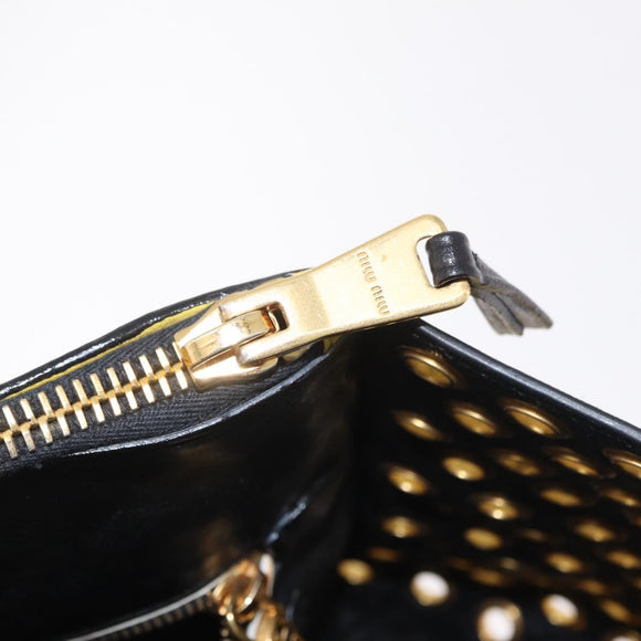 Miu Miu Biker Hand Bag Leather 2way Yellow Gold Auth 207612A