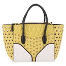 Miu Miu Biker Hand Bag Leather 2way Yellow Gold Auth 207612A-3
