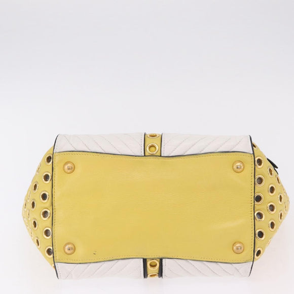 Miu Miu Biker Hand Bag Leather 2way Yellow Gold Auth 207612A