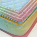 CHANEL Boy chanel Matelasse Chain Bag Caviar Skin Multicolor CC Auth 207613SM-16