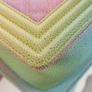 CHANEL Boy chanel Matelasse Chain Bag Caviar Skin Multicolor CC Auth 207613SM-17