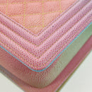 CHANEL Boy chanel Matelasse Chain Bag Caviar Skin Multicolor CC Auth 207613SM-18