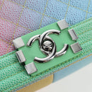 CHANEL Boy chanel Matelasse Chain Bag Caviar Skin Multicolor CC Auth 207613SM-19