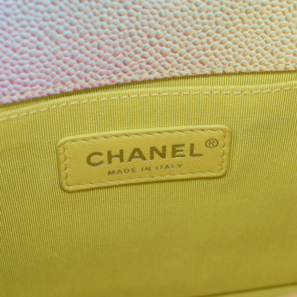 CHANEL Boy chanel Matelasse Chain Bag Caviar Skin Multicolor CC Auth 207613SM