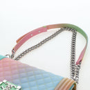 CHANEL Boy chanel Matelasse Chain Bag Caviar Skin Multicolor CC Auth 207613SM-14