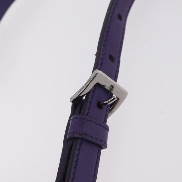 Miu Miu Shoulder Bag Leather Purple Silver Auth 207614V