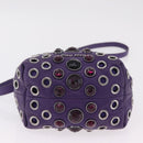Miu Miu Shoulder Bag Leather Purple Silver Auth 207614V-5