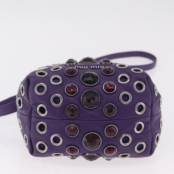 Miu Miu Shoulder Bag Leather Purple Silver Auth 207614V