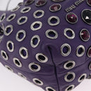 Miu Miu Shoulder Bag Leather Purple Silver Auth 207614V-15