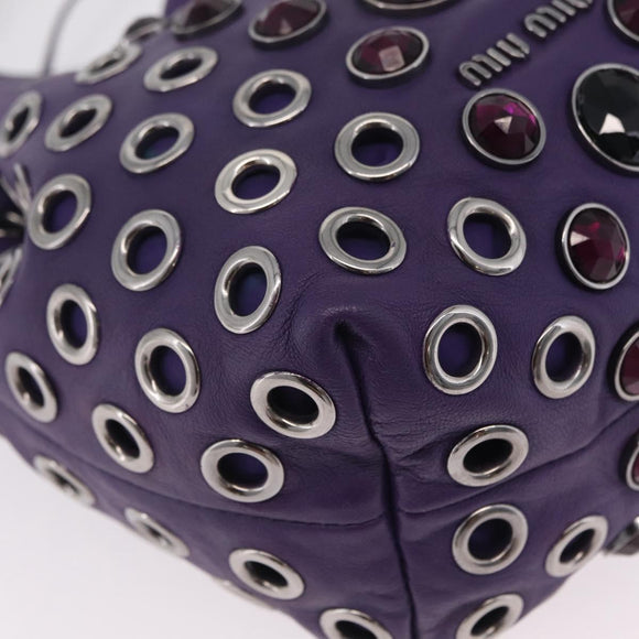 Miu Miu Shoulder Bag Leather Purple Silver Auth 207614V