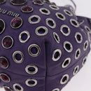 Miu Miu Shoulder Bag Leather Purple Silver Auth 207614V-16