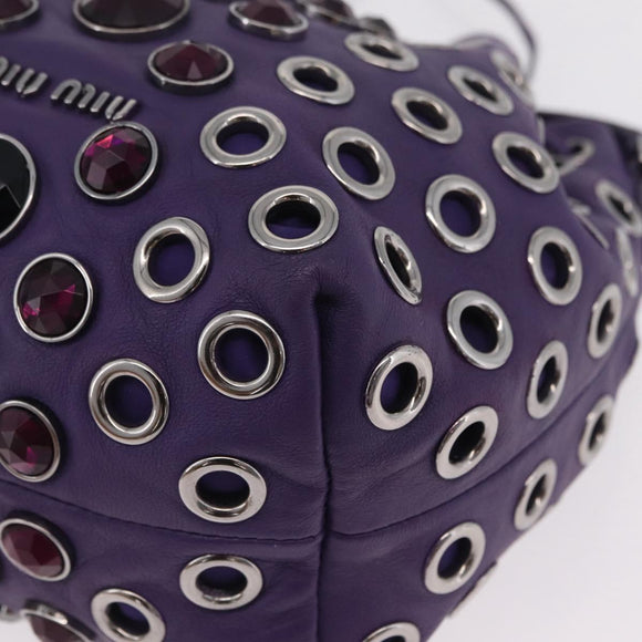 Miu Miu Shoulder Bag Leather Purple Silver Auth 207614V