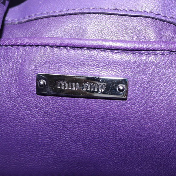 Miu Miu Shoulder Bag Leather Purple Silver Auth 207614V