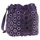 Miu Miu Shoulder Bag Leather Purple Silver Auth 207614V-1