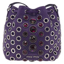 Miu Miu Shoulder Bag Leather Purple Silver Auth 207614V-13