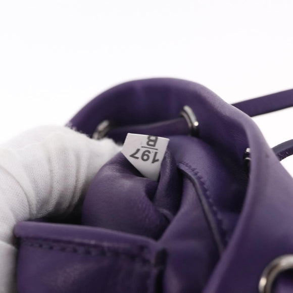Miu Miu Shoulder Bag Leather Purple Silver Auth 207614V