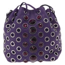 Miu Miu Shoulder Bag Leather Purple Silver Auth 207614V-2