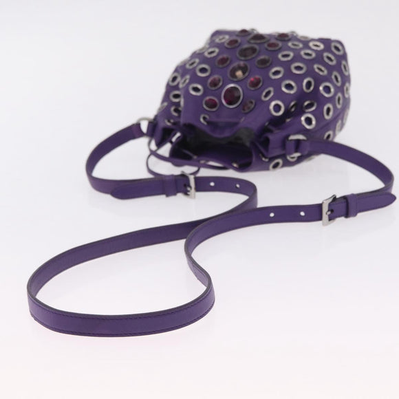 Miu Miu Shoulder Bag Leather Purple Silver Auth 207614V