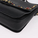 Miu Miu Shoulder Bag Leather Black Gold Auth 207615V-16