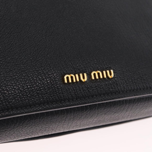 Miu Miu Shoulder Bag Leather Black Gold Auth 207615V