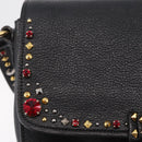 Miu Miu Shoulder Bag Leather Black Gold Auth 207615V-20