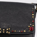 Miu Miu Shoulder Bag Leather Black Gold Auth 207615V-21