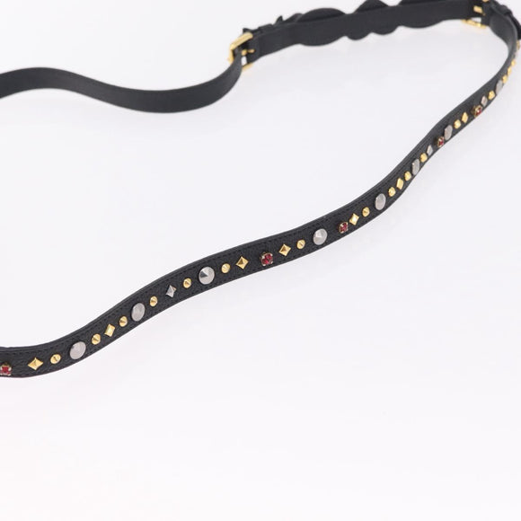 Miu Miu Shoulder Bag Leather Black Gold Auth 207615V