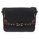 Miu Miu Shoulder Bag Leather Black Gold Auth 207615V-13