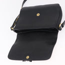 Miu Miu Shoulder Bag Leather Black Gold Auth 207615V-23