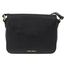 Miu Miu Shoulder Bag Leather Black Gold Auth 207615V-2