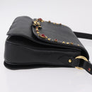 Miu Miu Shoulder Bag Leather Black Gold Auth 207615V-3