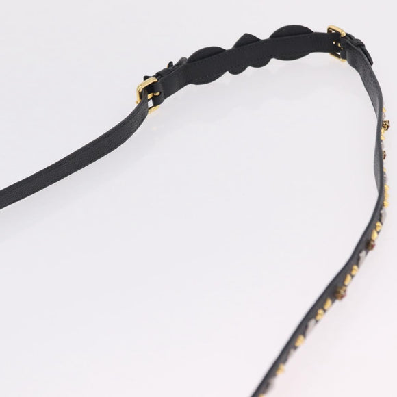 Miu Miu Shoulder Bag Leather Black Gold Auth 207615V