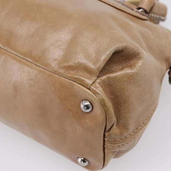 Miu Miu Hand Bag Leather 2way Brown Silver Auth 207616V