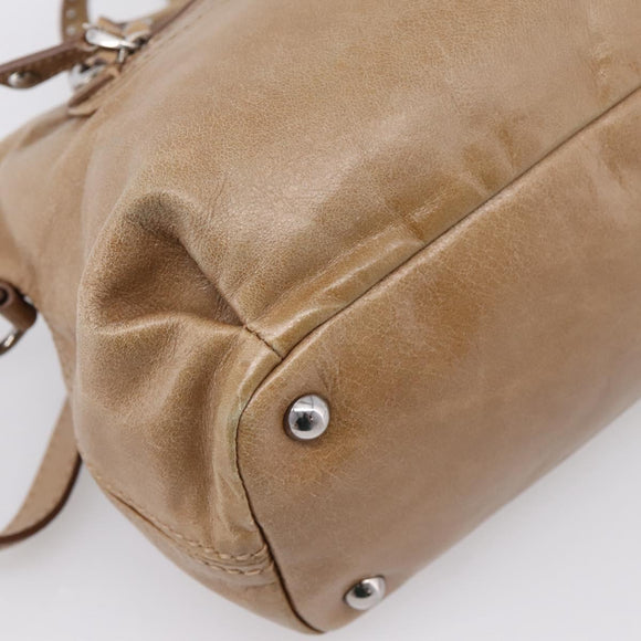 Miu Miu Hand Bag Leather 2way Brown Silver Auth 207616V