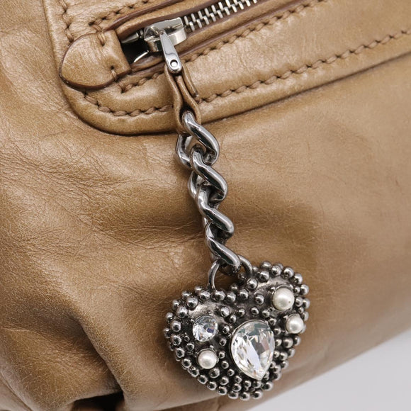 Miu Miu Hand Bag Leather 2way Brown Silver Auth 207616V