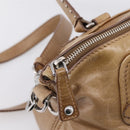 Miu Miu Hand Bag Leather 2way Brown Silver Auth 207616V-21