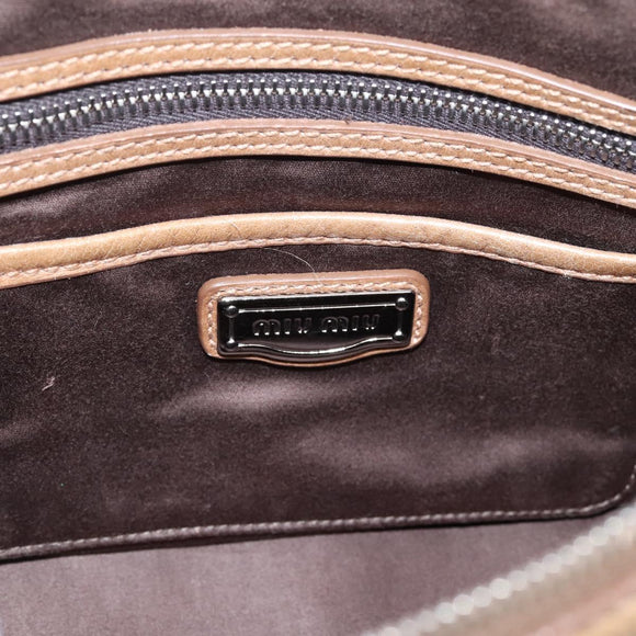 Miu Miu Hand Bag Leather 2way Brown Silver Auth 207616V