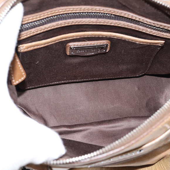 Miu Miu Hand Bag Leather 2way Brown Silver Auth 207616V