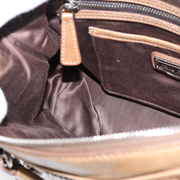Miu Miu Hand Bag Leather 2way Brown Silver Auth 207616V
