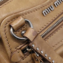 Miu Miu Hand Bag Leather 2way Brown Silver Auth 207616V-10