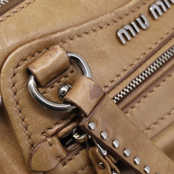 Miu Miu Hand Bag Leather 2way Brown Silver Auth 207616V
