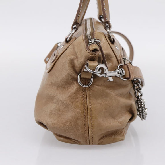 Miu Miu Hand Bag Leather 2way Brown Silver Auth 207616V