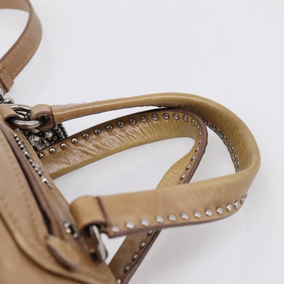 Miu Miu Hand Bag Leather 2way Brown Silver Auth 207616V