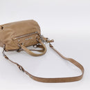 Miu Miu Hand Bag Leather 2way Brown Silver Auth 207616V-9